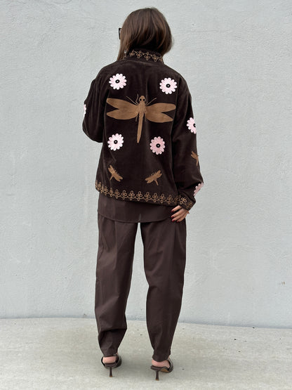 Gaspar Express - Utah Short Velvet Jacket - chocolate