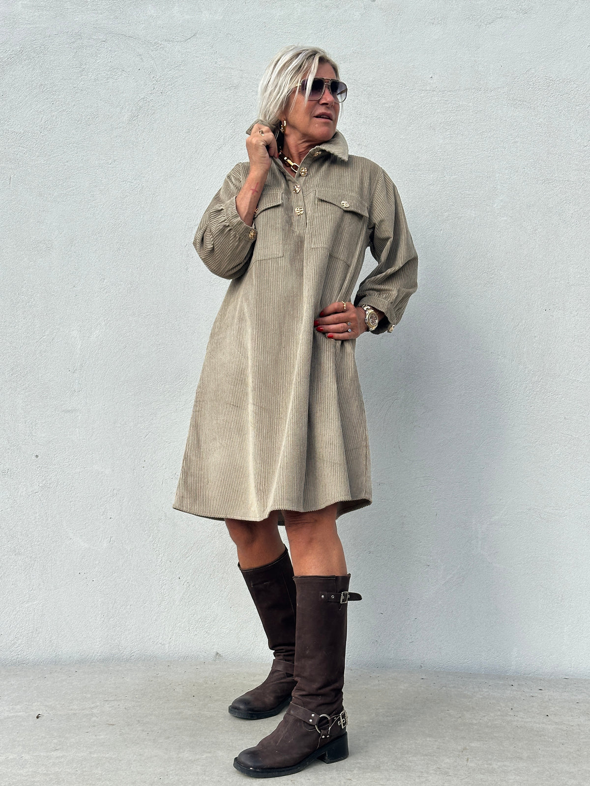 Gaspar Express - Nice Corduroy Dress - Lys Taupe