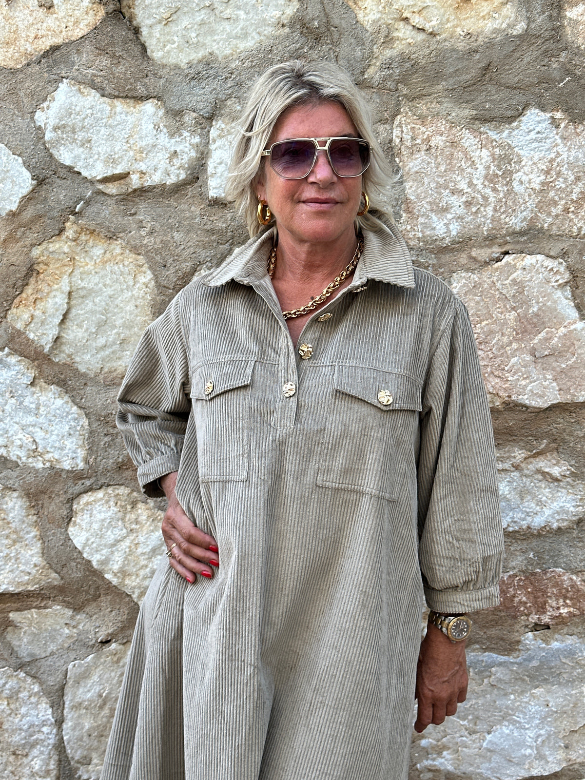 Gaspar Express - Nice Corduroy Dress - Lys Taupe
