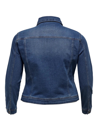 kort blå denimjakke ONLY Carmakoma CARWESPA DENIM JACKET Medium Blue Denim