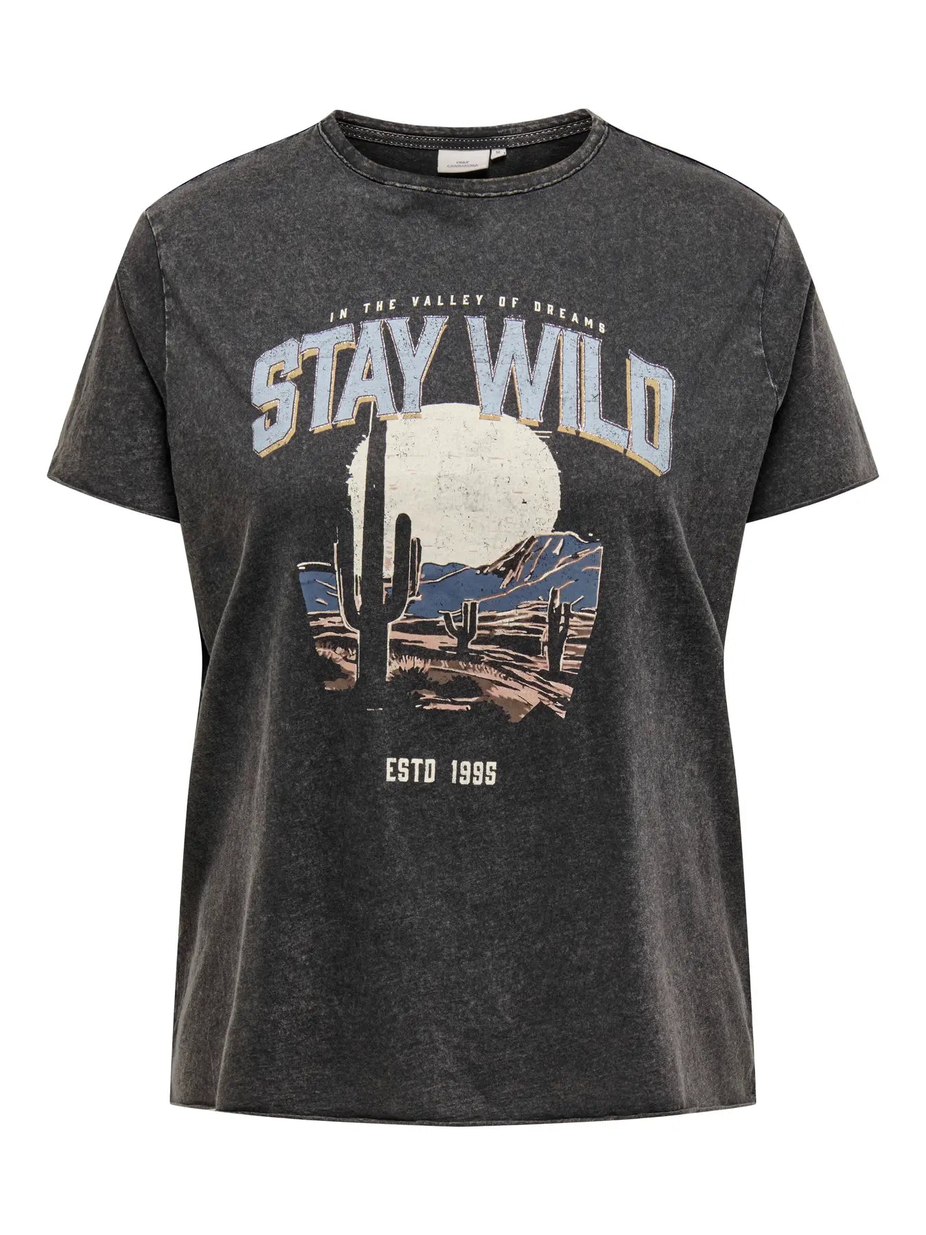 grå t-shirt med print ONLY Carmakoma CARLUCY Top Black Texana wild