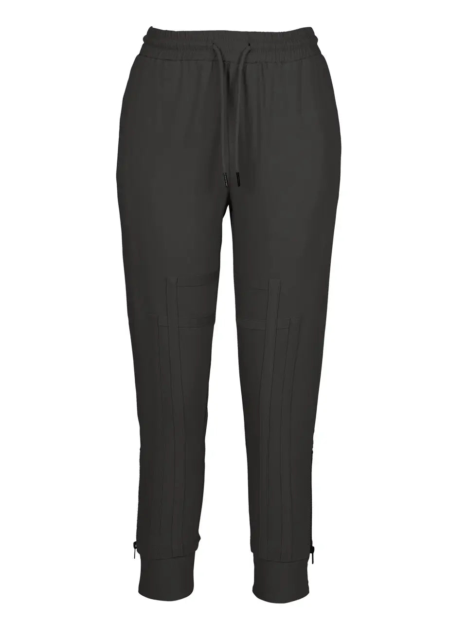 fronten af NÜ Tracy Trousers Black 41-15 sorte bukser med elastik og snøre i taljen