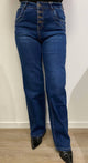 blå Karostar denim jeans med knapper straight legs K2632
