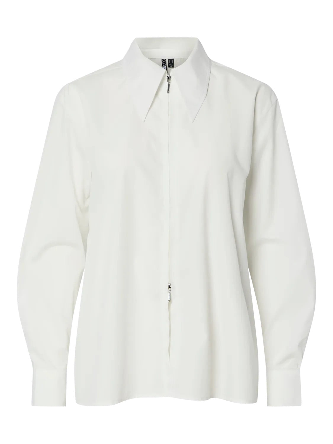 hvid skjorte med lynlås PIECES PCNANCY LS ZIP SHIRT White