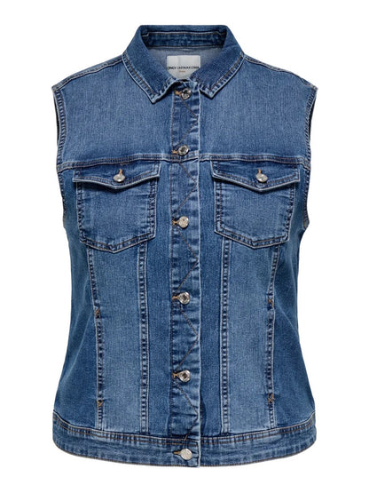 denimvest ONLY Carmakoma CARWESPA WEST DNM Medium Blue Denim