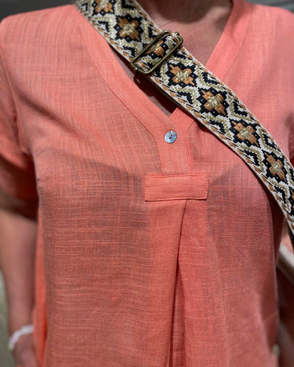 coral bluse kortærmet Freequent FQLARIN-BLOUSE Burnt Coral