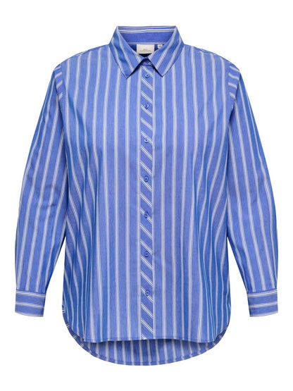 stribet blå skjorte ONLY Carmakoma CARLIAH Shirt Cloud Dancer