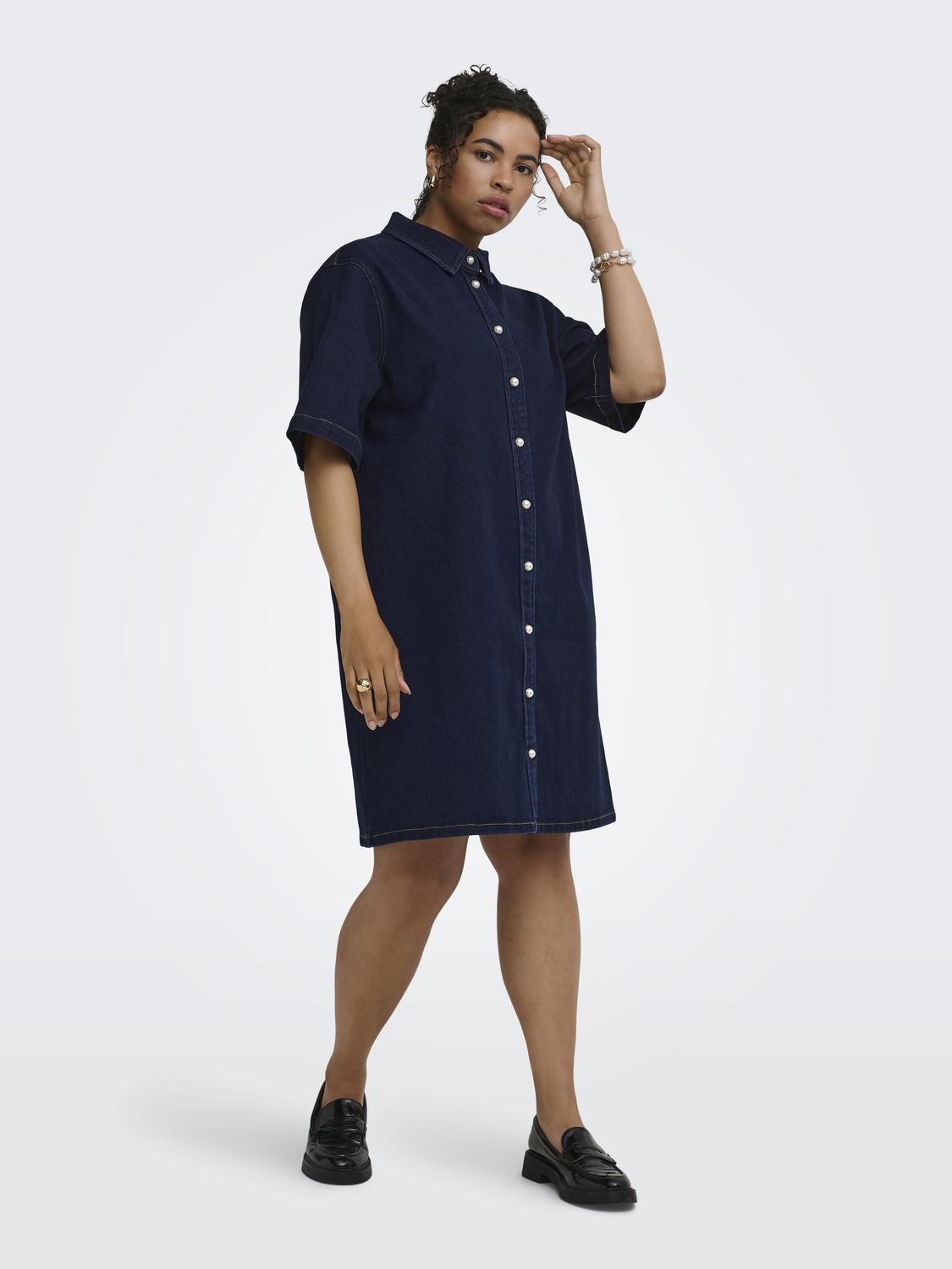 Only Carmakoma - Deline - Kort Kjole - Dark Blue Denim