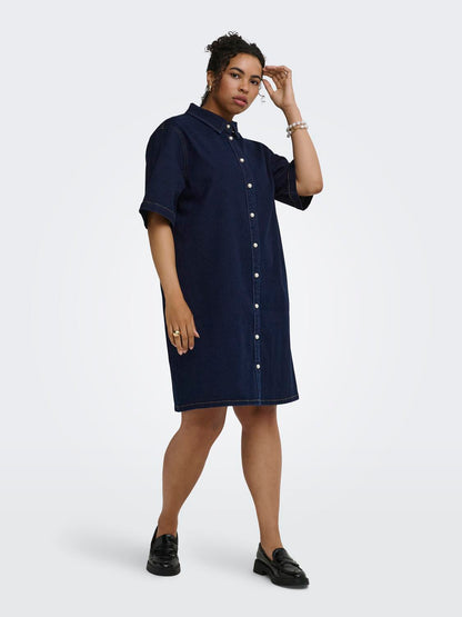 Only Carmakoma - Deline - Kort Kjole - Dark Blue Denim