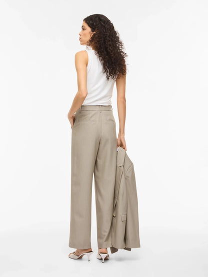 VILA VISIFFE HW STRAIGHT PANTS - NOOS - Seneca Rock MELANGE