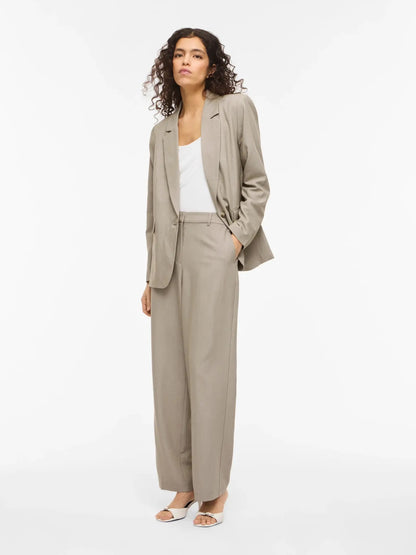 VILA VISIFFE HW STRAIGHT PANTS - NOOS - Seneca Rock MELANGE