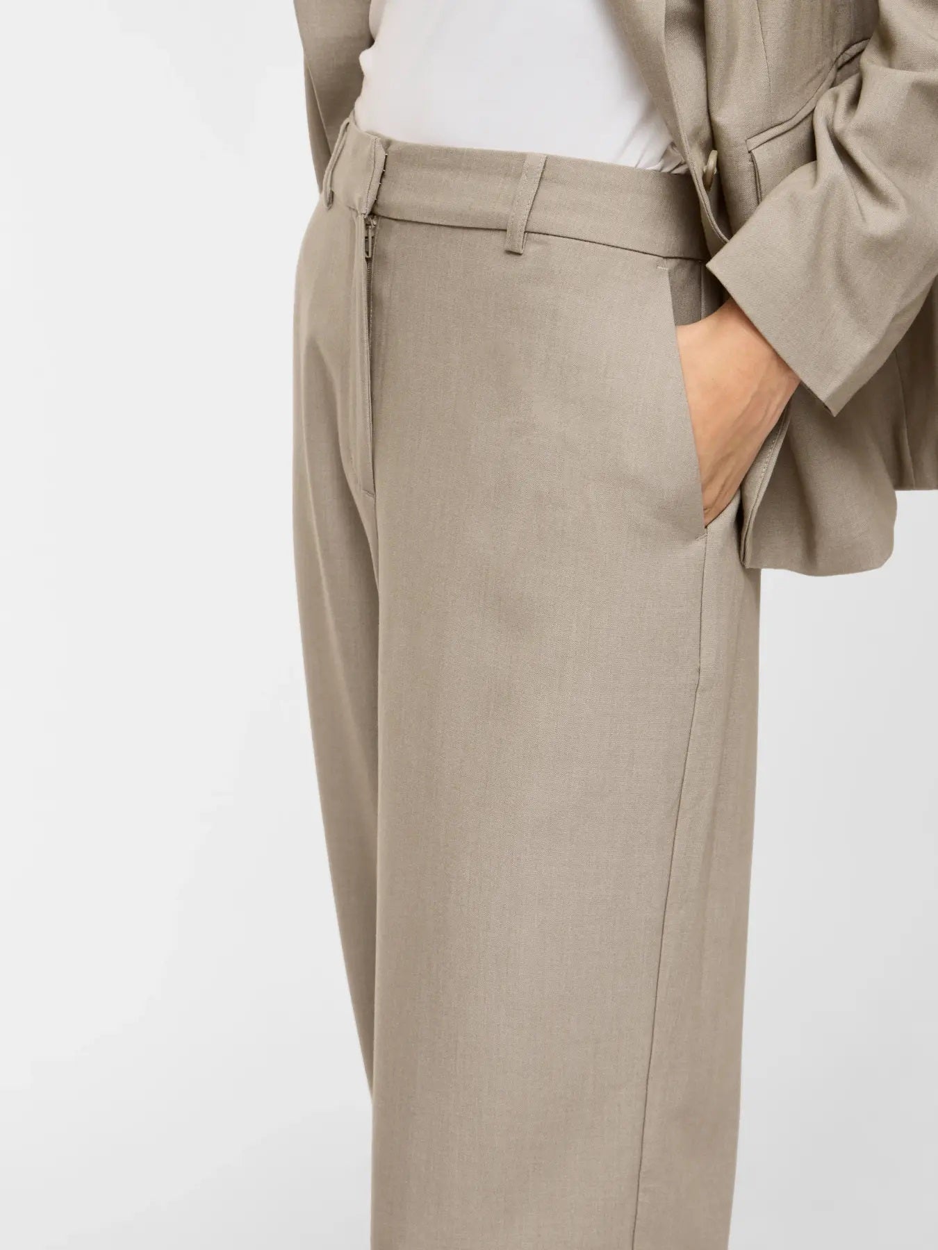 VILA VISIFFE HW STRAIGHT PANTS - NOOS - Seneca Rock MELANGE