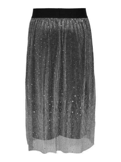 ONLY Carmakoma CARDORIS Midi Skirt | Black Silver Glitter