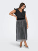 ONLY Carmakoma CARDORIS Midi Skirt | Black Silver Glitter