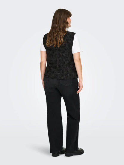 ONLY Carmakoma CARSHONA LIFE S/L BOUCLE WAISTCOAT | Black