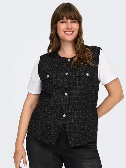 ONLY Carmakoma CARSHONA LIFE S/L BOUCLE WAISTCOAT | Black
