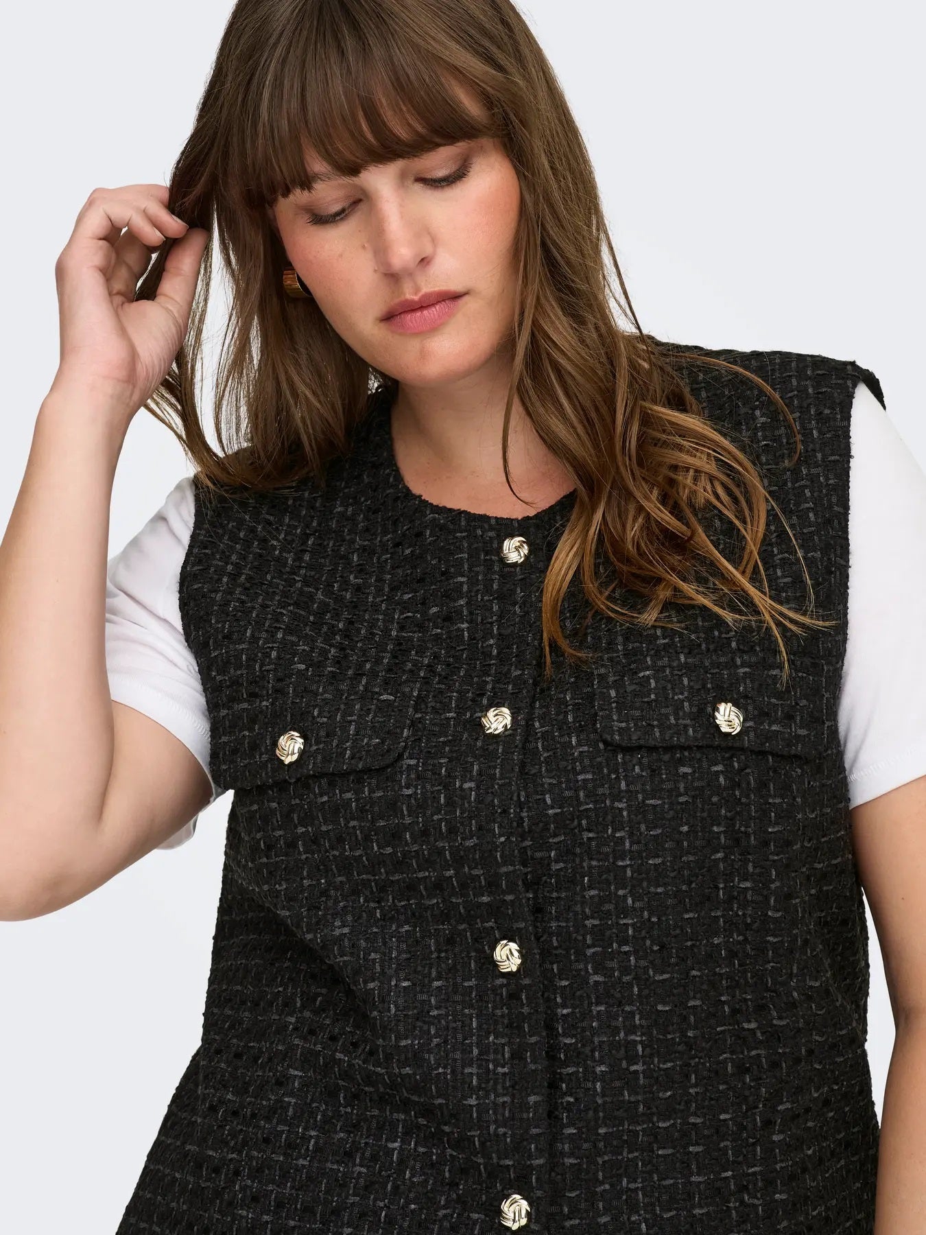 ONLY Carmakoma CARSHONA LIFE S/L BOUCLE WAISTCOAT | Black