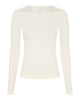Lys beige rib bluse med blondedetaljer ved halsen Tim & Simonsen Anita rib T-shirt LS Panna