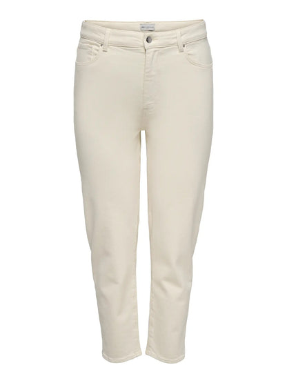 hvide jeans ONLY Carmakoma CAREMILY STRAIGT ANK DNM Ecru
