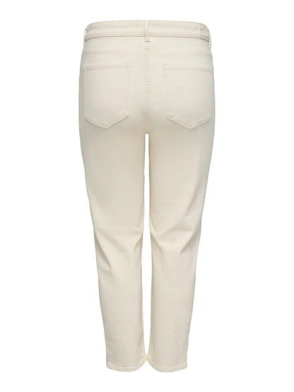hvide jeans ONLY Carmakoma CAREMILY STRAIGT ANK DNM Ecru