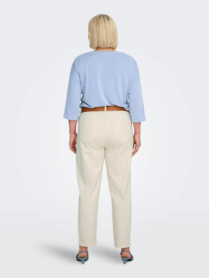 hvide jeans ONLY Carmakoma CAREMILY STRAIGT ANK DNM Ecru