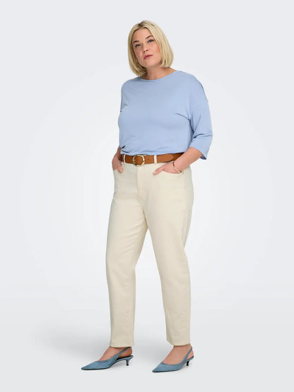 hvide jeans ONLY Carmakoma CAREMILY STRAIGT ANK DNM Ecru