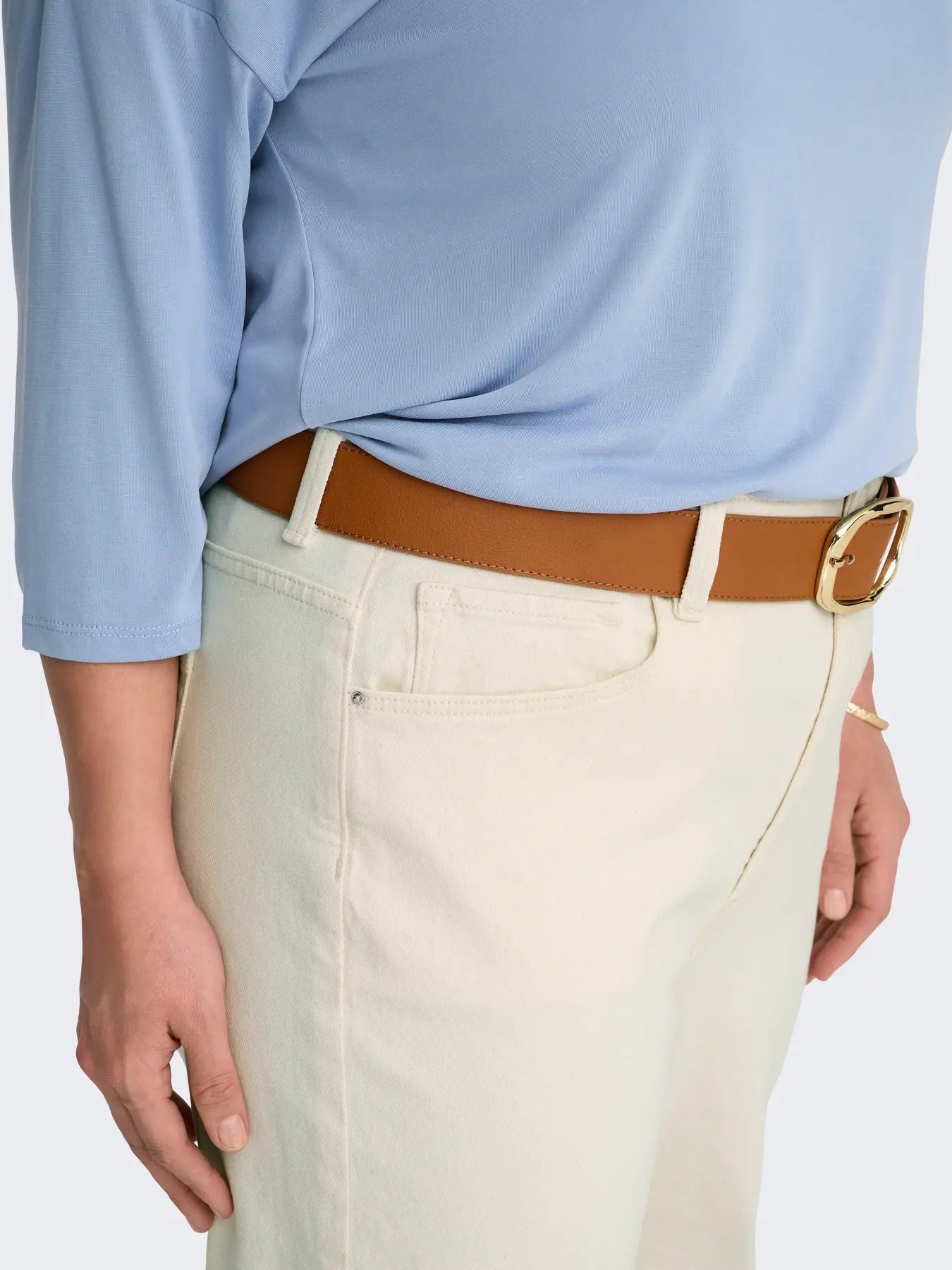 hvide jeans ONLY Carmakoma CAREMILY STRAIGT ANK DNM Ecru