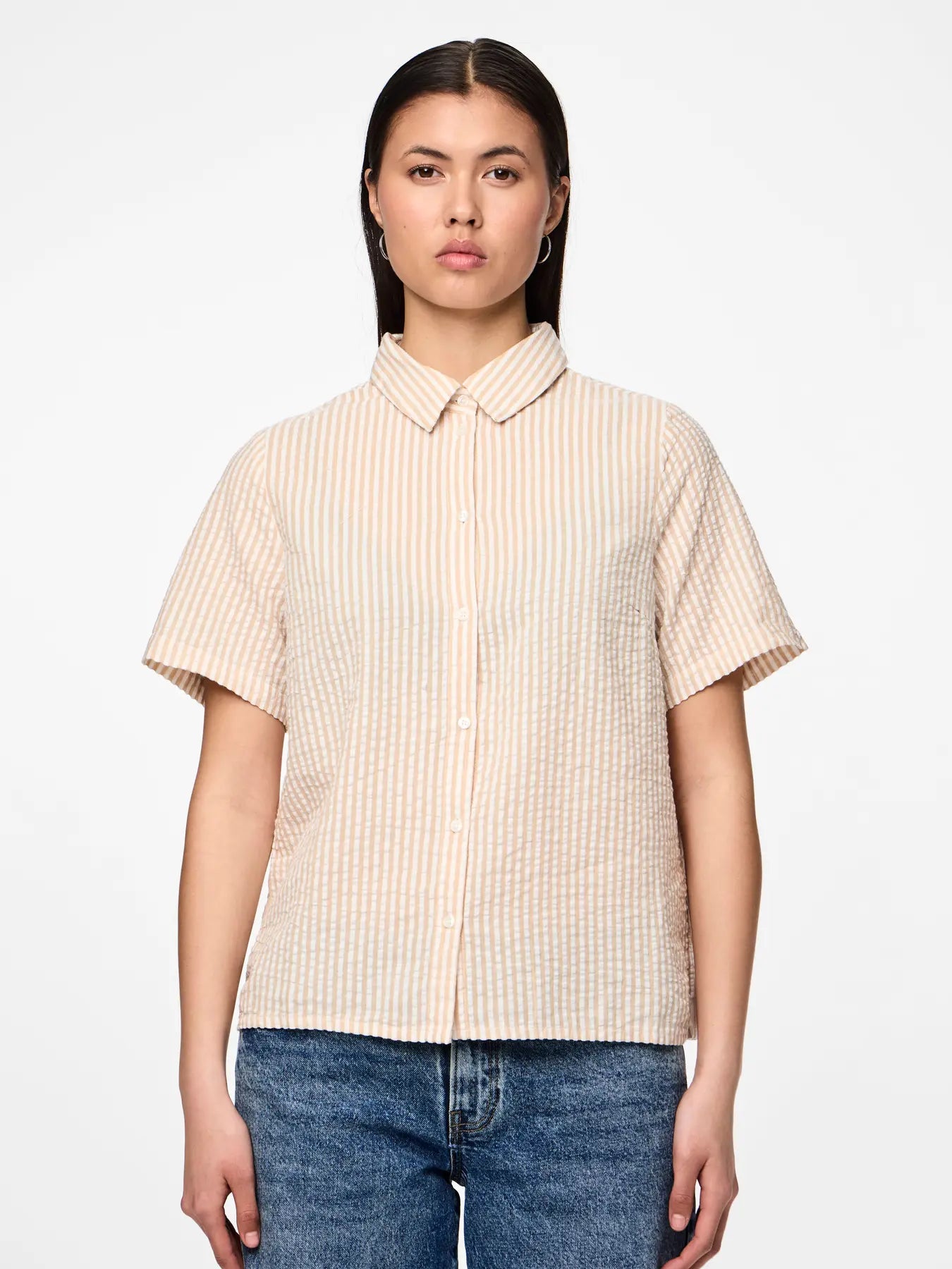 PIECES PCSALLY SS SHIRT WVN NOOS | Nomad Cloud dancer