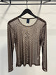 LUXZUZ // ONE TWO Mesh Bluse mit Punkten – Coffee Bean