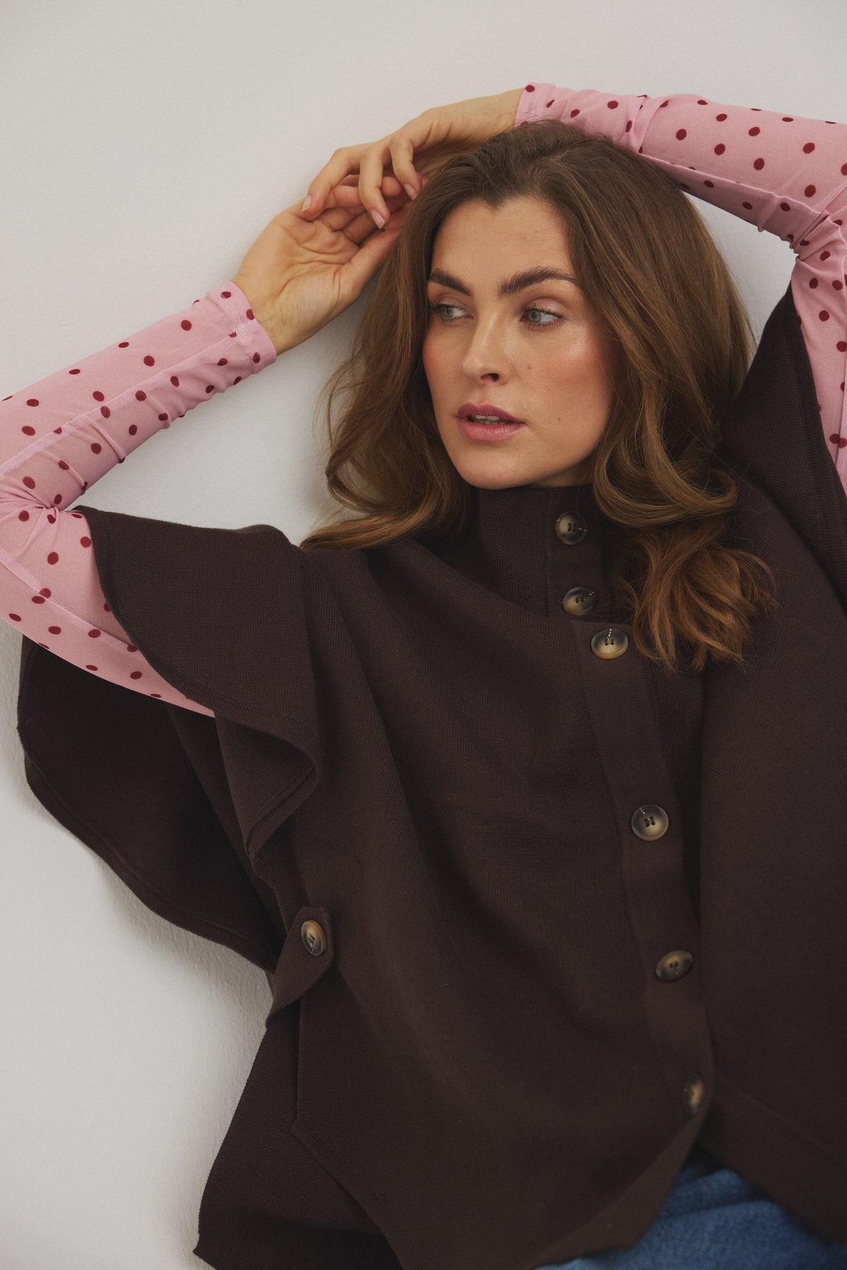 LUXZUZ // ONE TWO Mesh bluse med prikker – Pink Lady