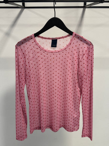 LUXZUZ // ONE TWO Mesh bluse med prikker – Pink Lady