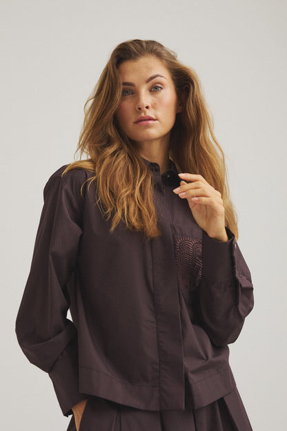 LUXZUZ Makiero Shirt - Chocolate Plum