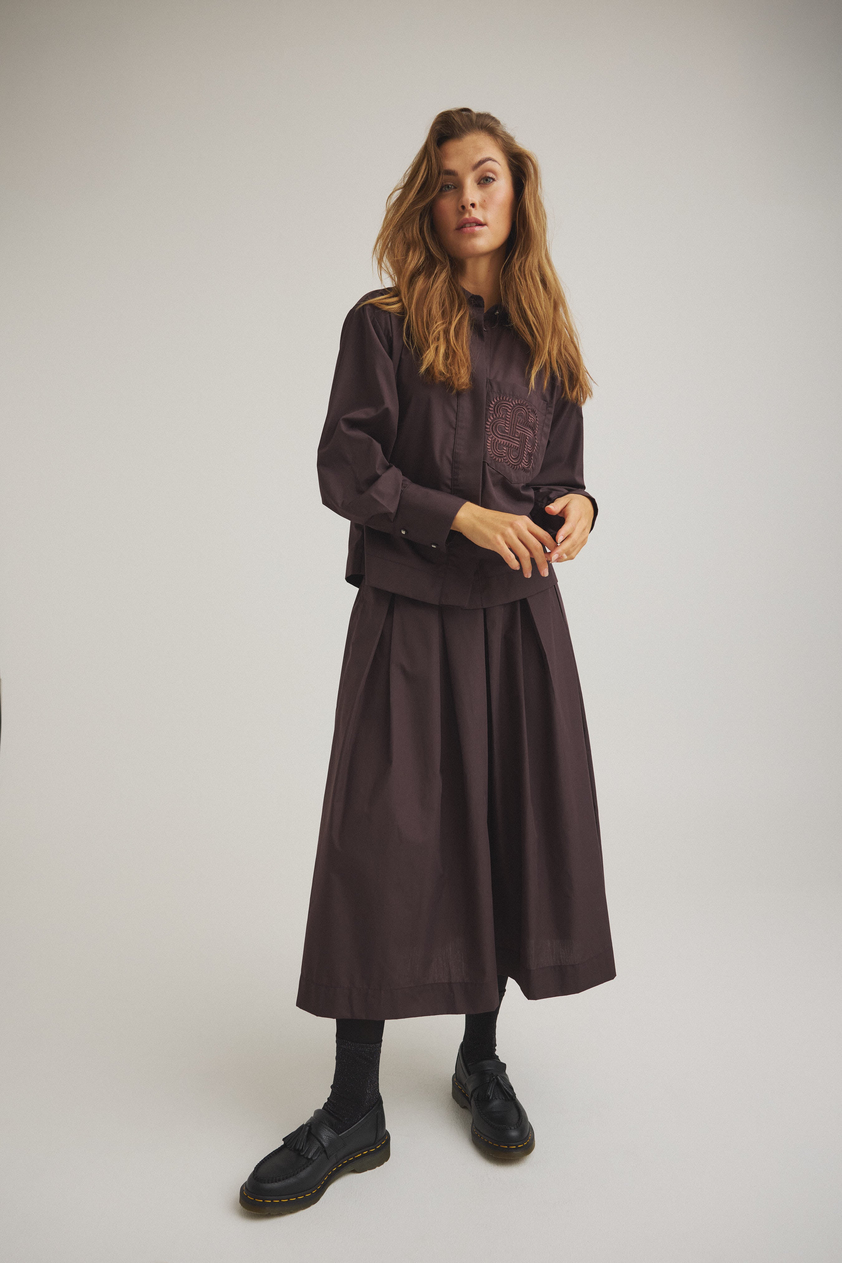 LUXZUZ Makiero Shirt - Chocolate Plum