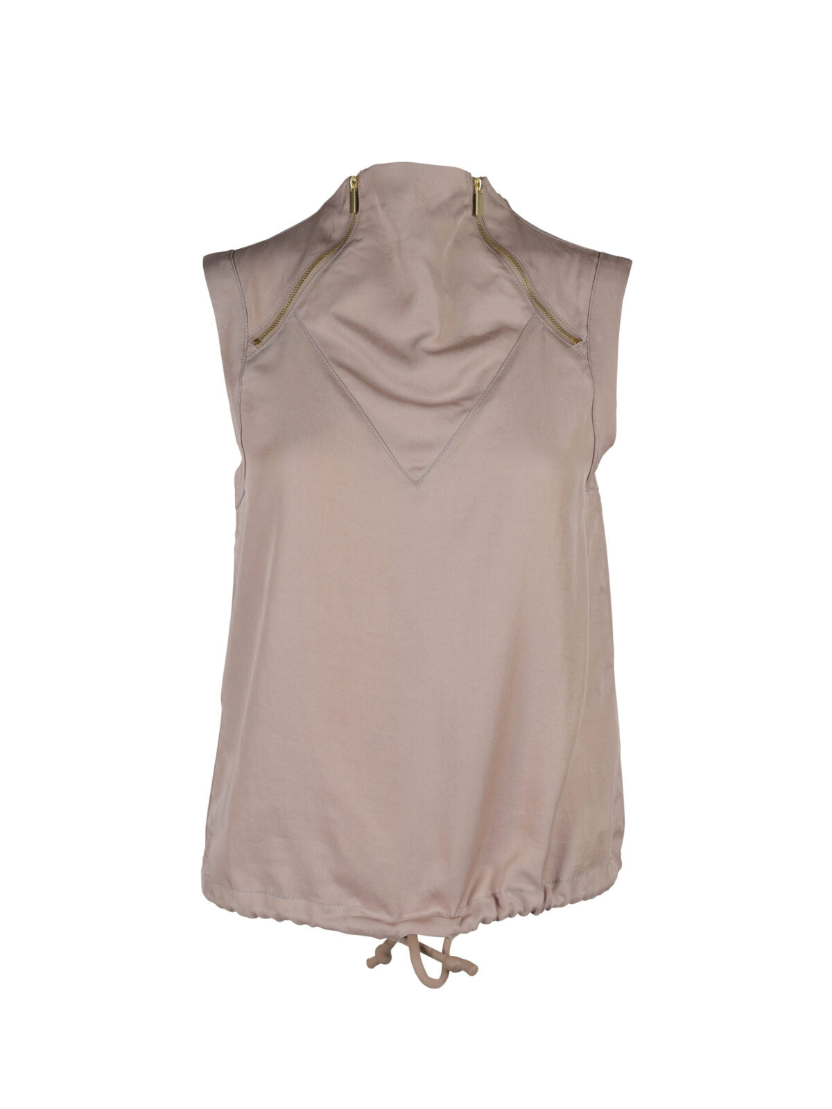 Nü beige top høj hals med lynlås detalje tania top 125 Seasand