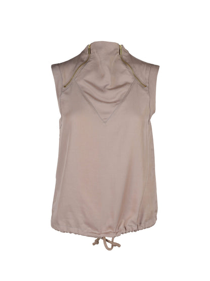 Nü beige top høj hals med lynlås detalje tania top 125 Seasand