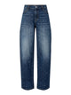 blå jeans med nitter foran og barrel fit. PIECES PCMERLE JEANS Dark Blue Denim