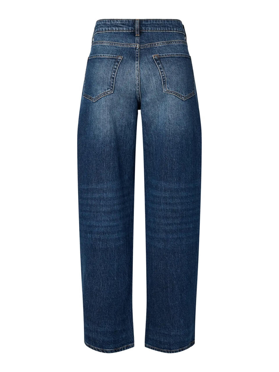 baglommer på blå jeans med nitter foran og barrel fit. PIECES PCMERLE JEANS Dark Blue Denim