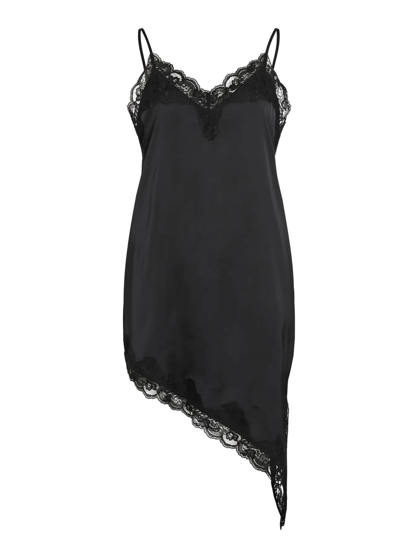 sort kjole med stropper og blonder. VILA VILACEY STRAP DRESS black