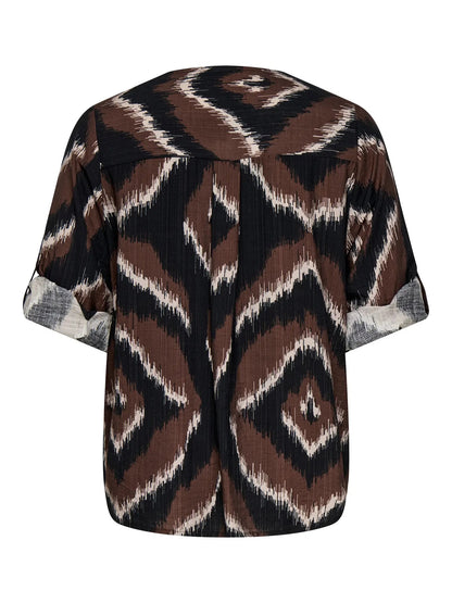 ONLY Carmakoma CARCAMILLE Shirt | Shaved Chocolate Distressed zigzag