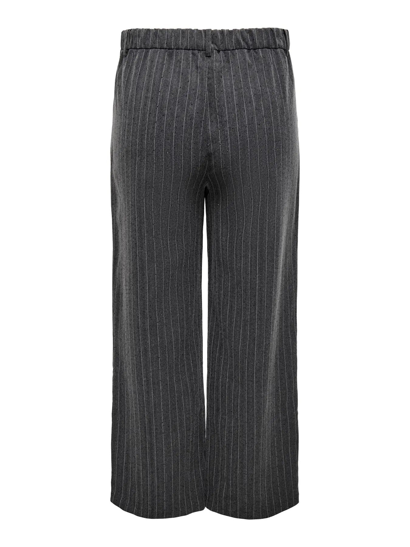 ONLY Carmakoma CARSIGA Wide Pant | Dark Grey Melange/Pinstripe W. Rhinestones