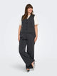 ONLY Carmakoma CARSIGA Wide Pant | Dark Grey Melange/Pinstripe W. Rhinestones