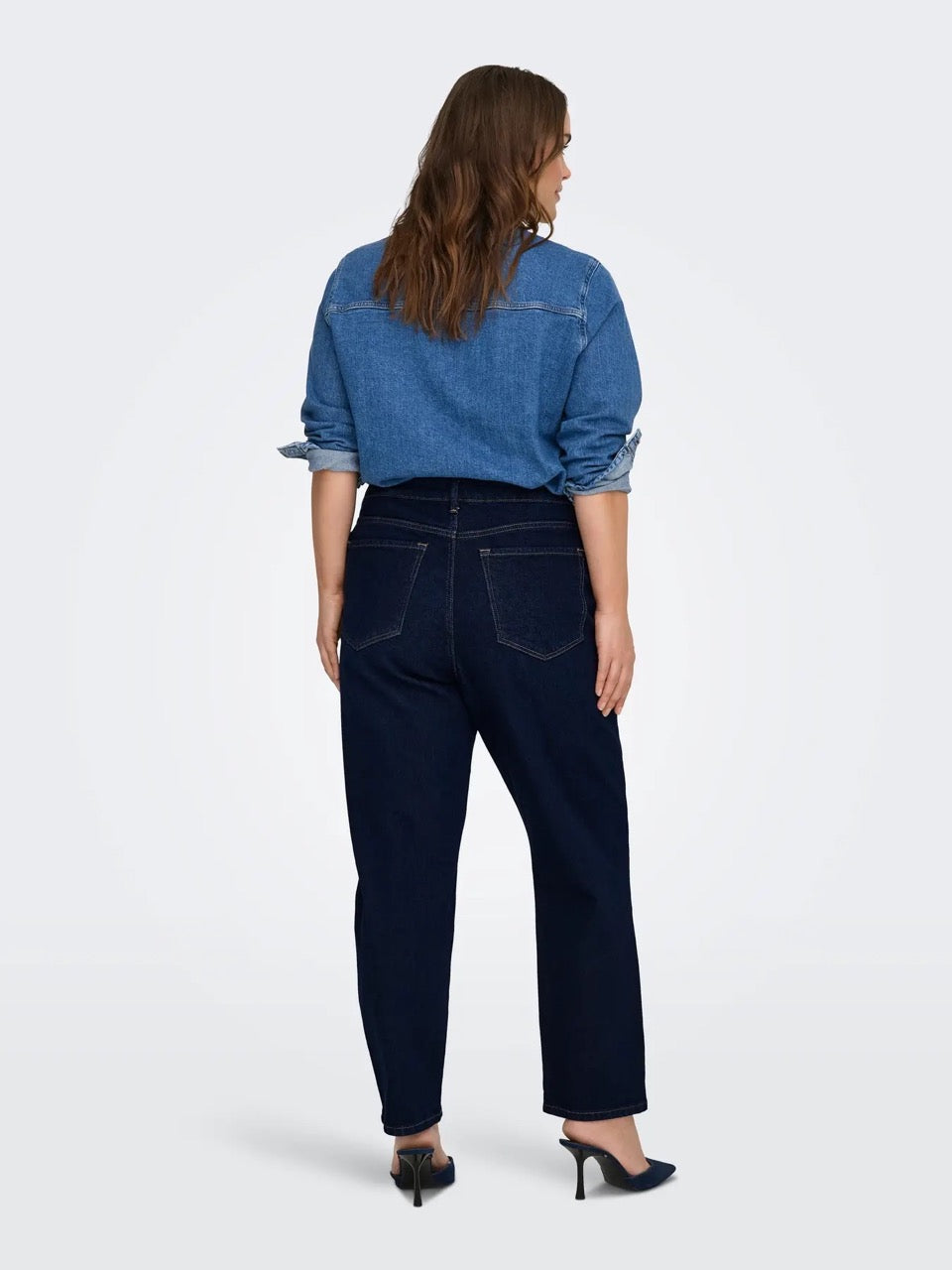 mørkeblå jeans ONLY Carmakoma CAREMILY ANK jeans Dark Blue Denim Rinse