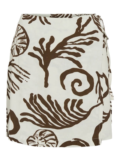 kort wrap nederdel med mønster. VILA VIKAM CORA WRAP SKIRT Slate Black CORA