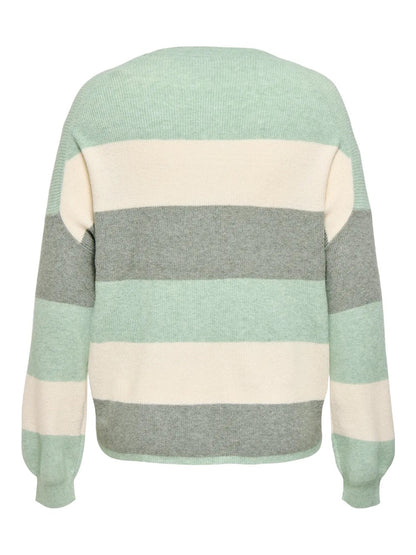 stribede striktrøje i grøn ONLY Carmakoma CARATIA Stripe Pullov green