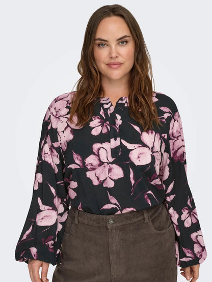 blomstret bluse ONLY Carmakoma CARLINKA Top Black Floral