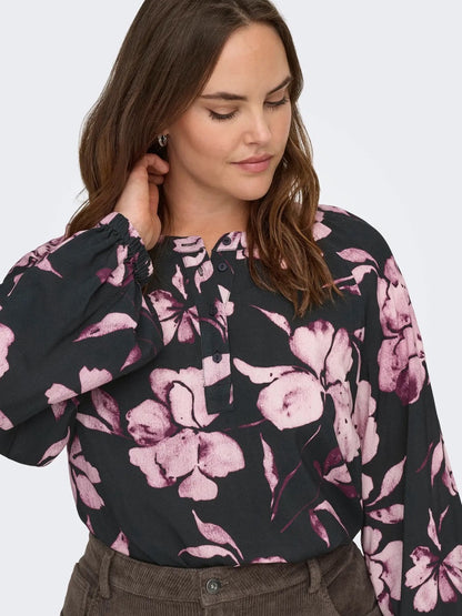 blomstret bluse ONLY Carmakoma CARLINKA Top Black Floral