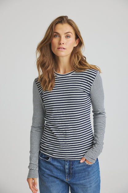 Luxzuz One Two - Zegzag Stripe T-shirt Night Blue