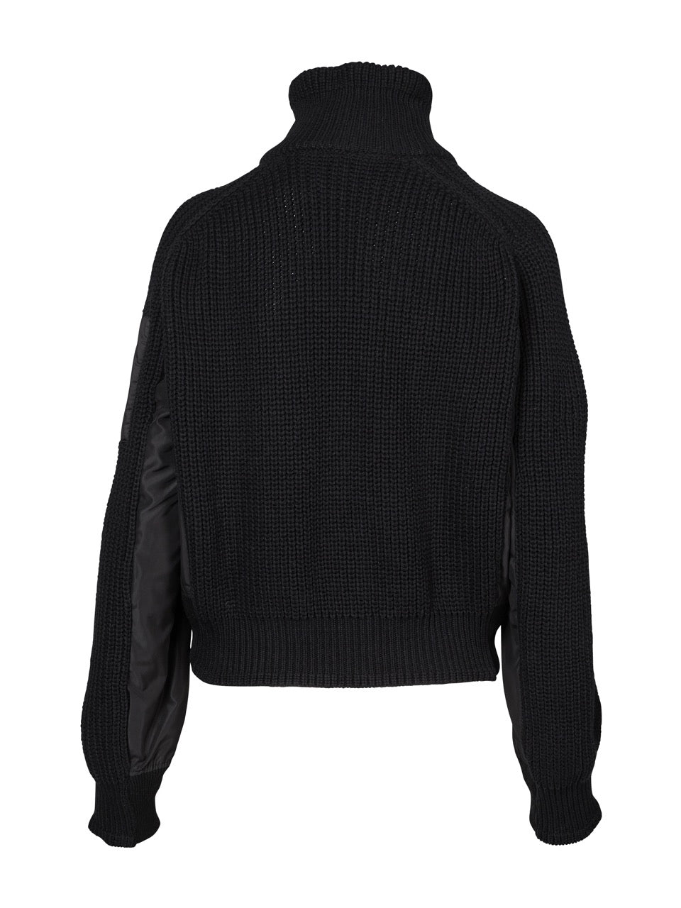 sort jakke ribdetaljer NÜ Black Venja Jacket knit SUSTAINABLE