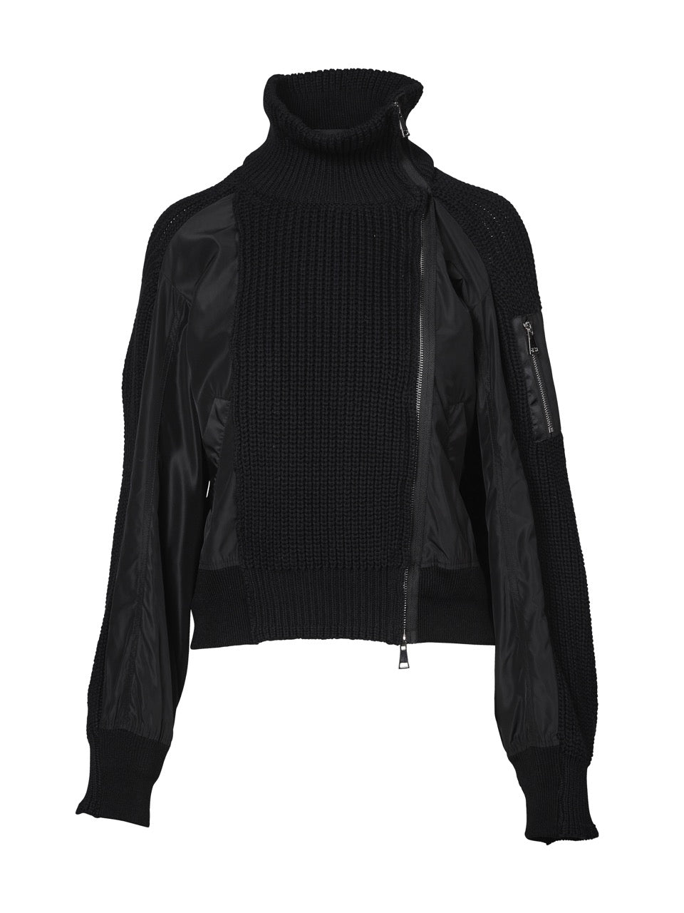 sort jakke høj hals NÜ Black Venja Jacket knit SUSTAINABLE