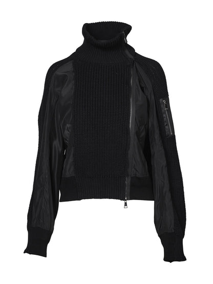 sort jakke høj hals NÜ Black Venja Jacket knit SUSTAINABLE
